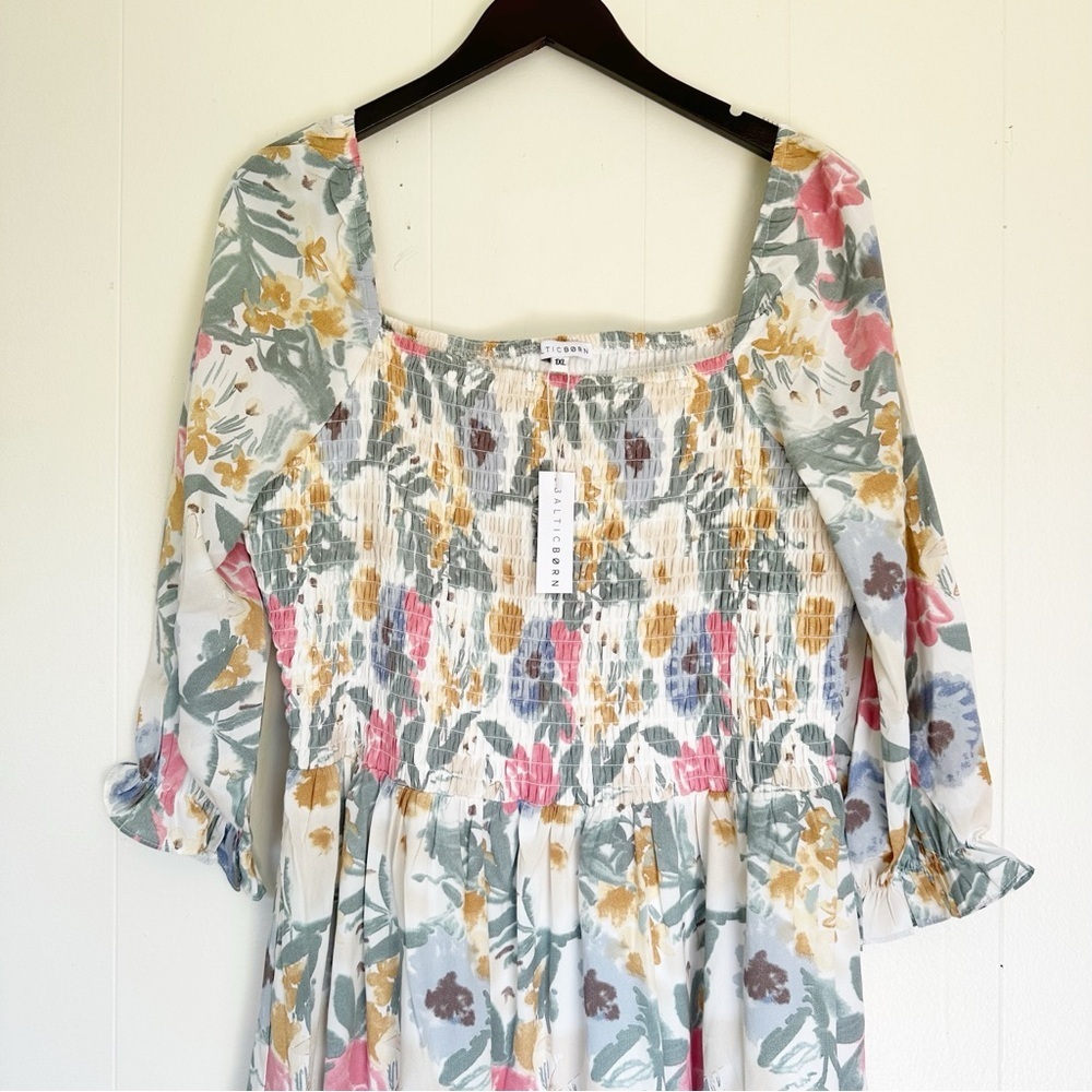 NWT BALTIC BORN Marta Floral Smocked Midi Dress 1X - Picture 7 of 11